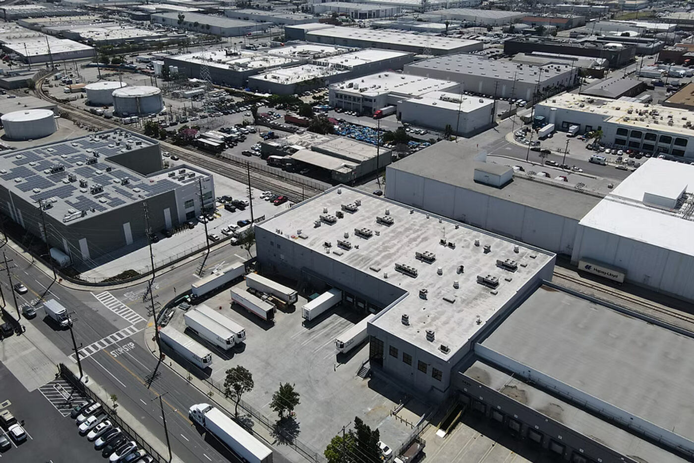 Aerial view of industrial buildings, Culver City entry