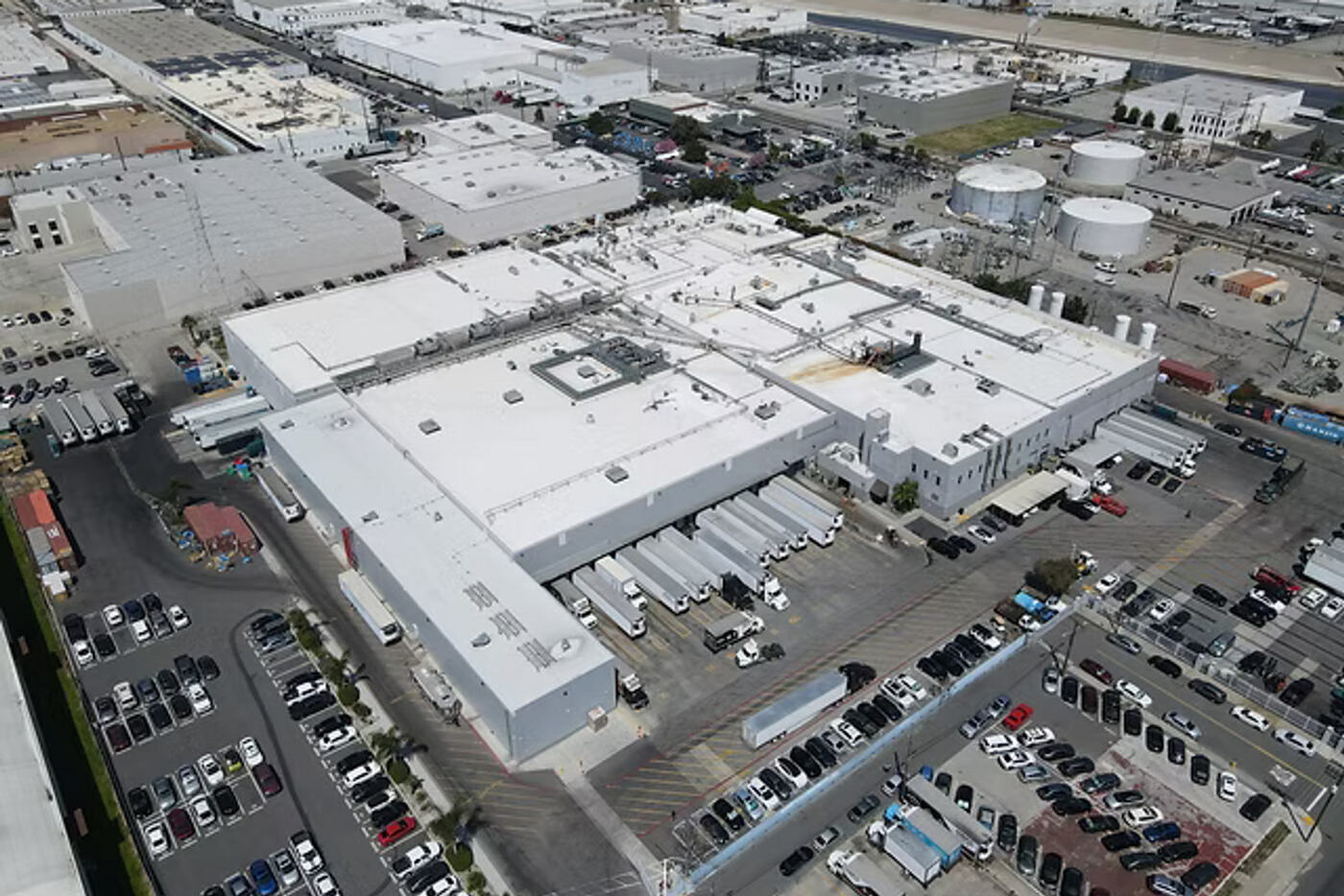 Aerial view of an industrial facility in Vernon, California